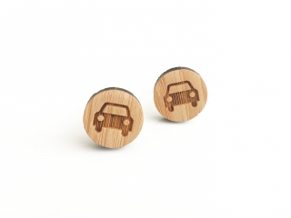 Dřevěné manžetové knoflíčky Pozor auto